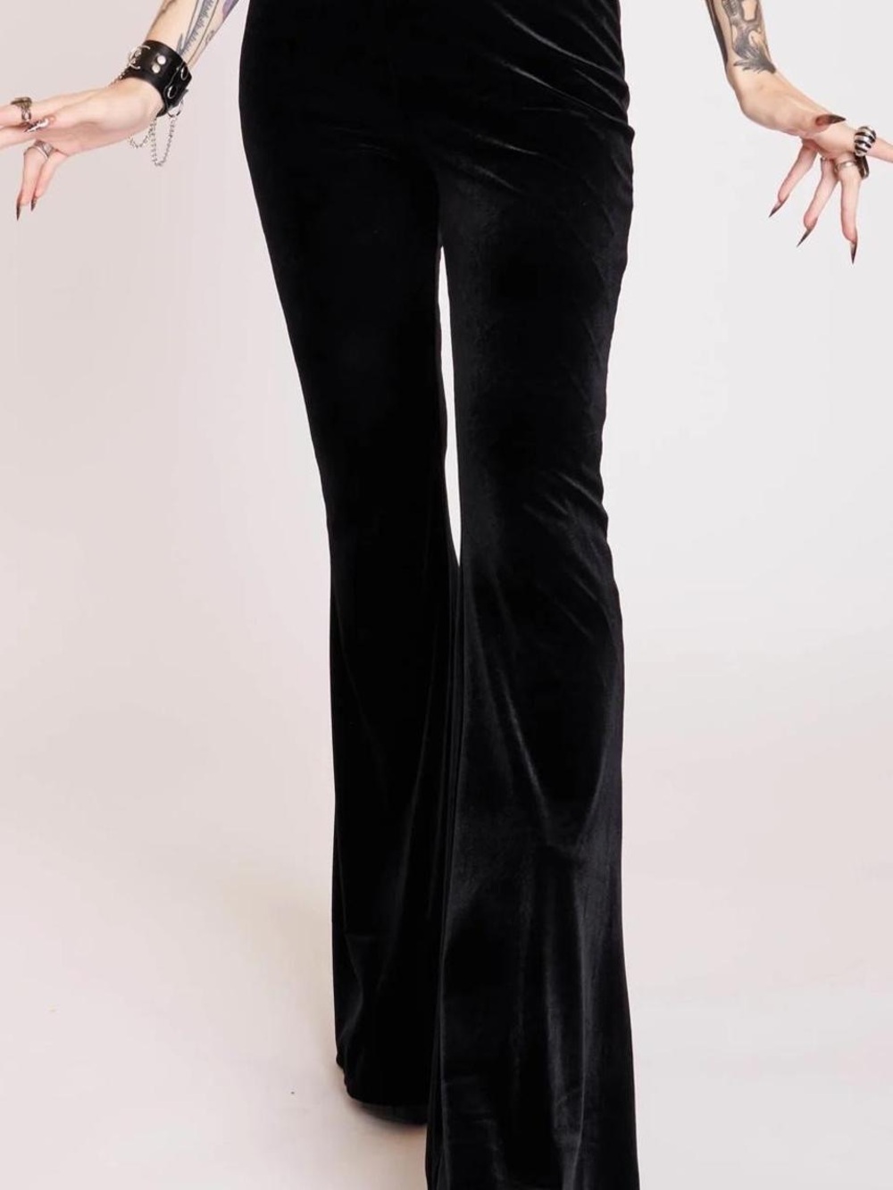 Killstar Black Velvet Flared Bell Bottoms